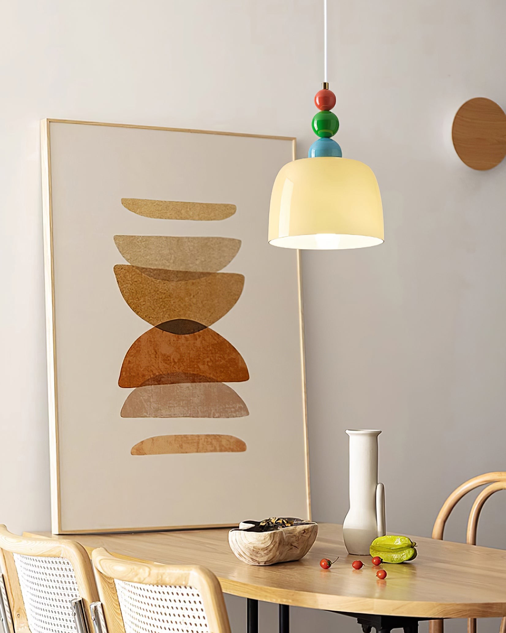 Cream Pastoral Style Glass Plug In Pendant Lamp P012