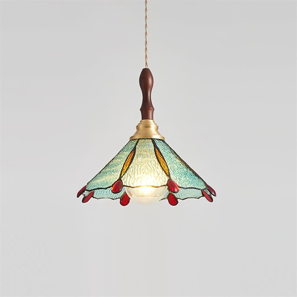 Vintage Tiffany Stanied Glass Pendant Lamp M237