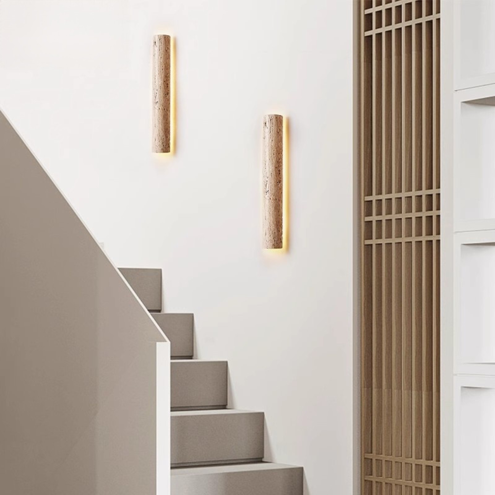 Minimalist Travertine Stick Rod Stone Accent Wall Sconce S328