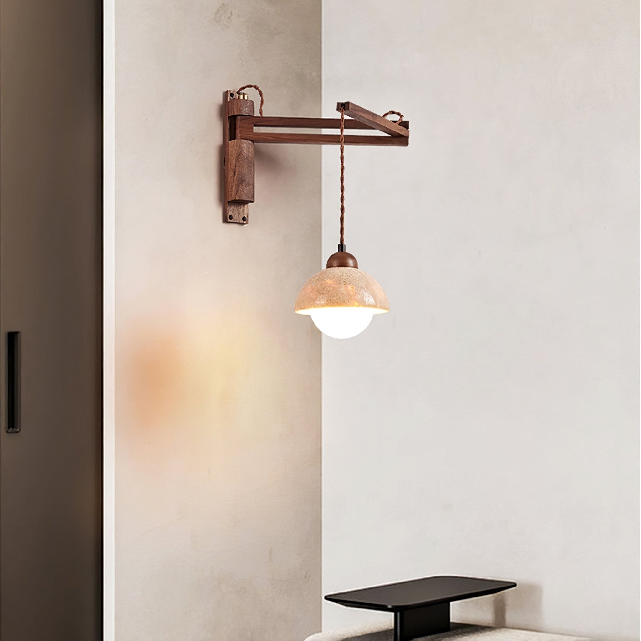 Adjustable Travertine Dome Wall Sconce T1606