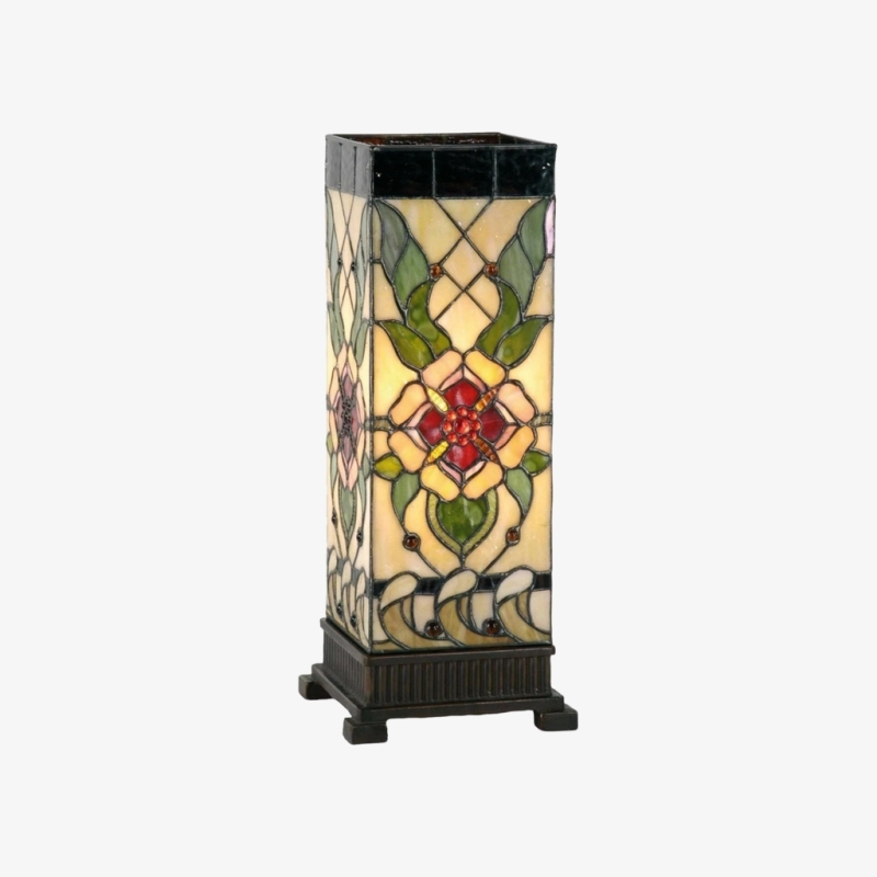 TF Angelique Art Nouveau Stained Glass Table Lamp - Handcrafted Floral Design for Living Room T905