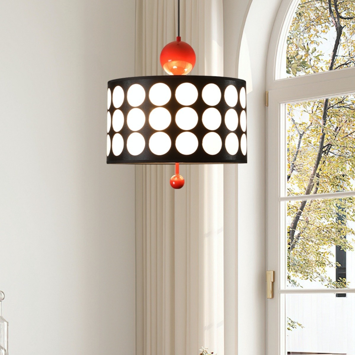 Polka Dot Lattice Pendant Lamp - French Vintage Light for Dining M165