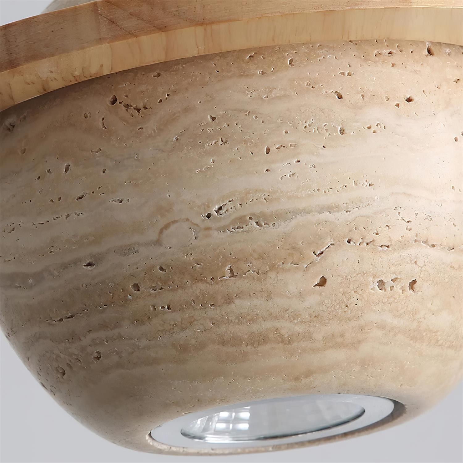 Travertine Sphere Pendant Light with Ring Detail - Kitchen Island Lighting M115