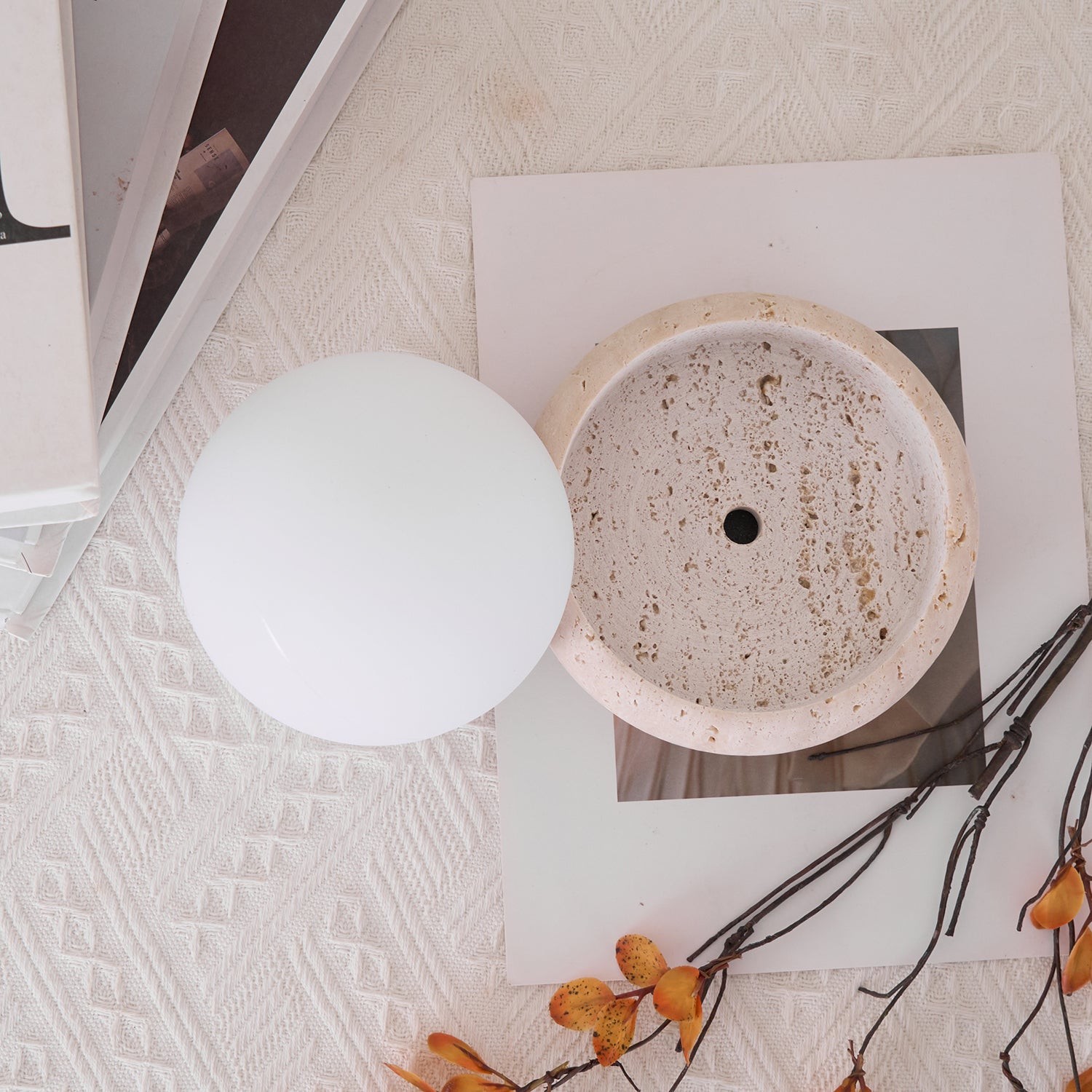 Modern Travertine Cute Mini Orb Table Lamp G40