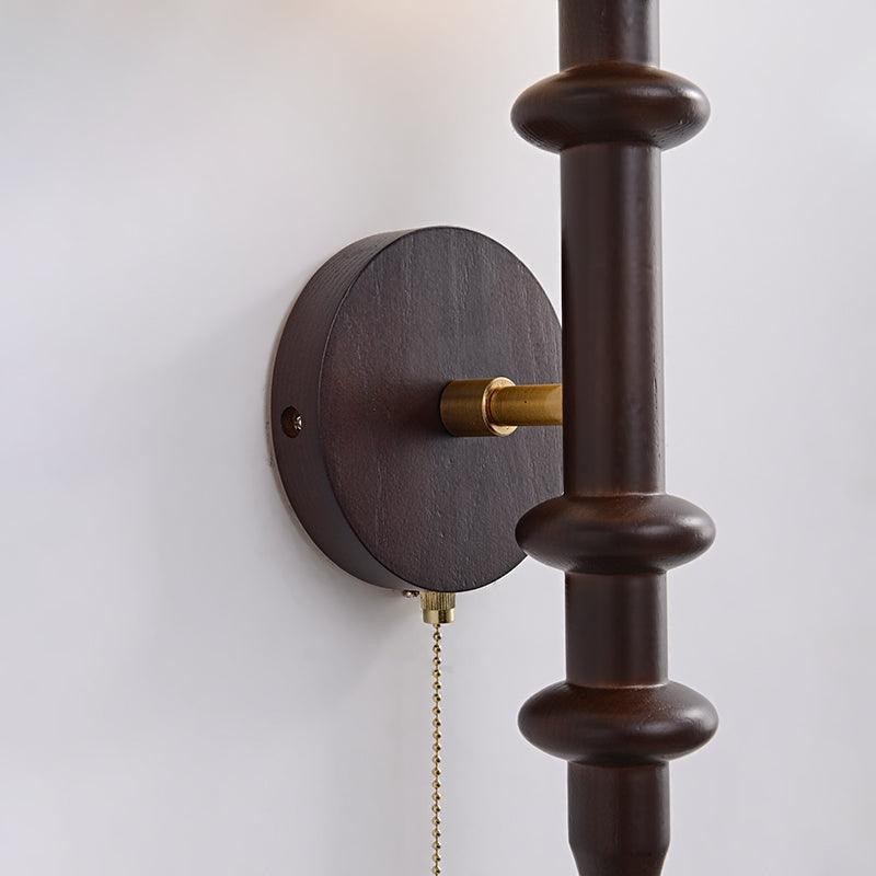 French Simple Vintage Bedside Wooden Glass Wall Lamp M322