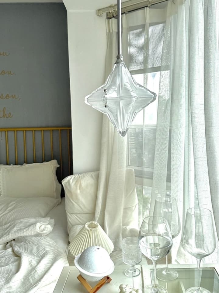 Art Deco Astris Elara Star Pendant Light - Frosted Glass Pendant with Geometric Style T434