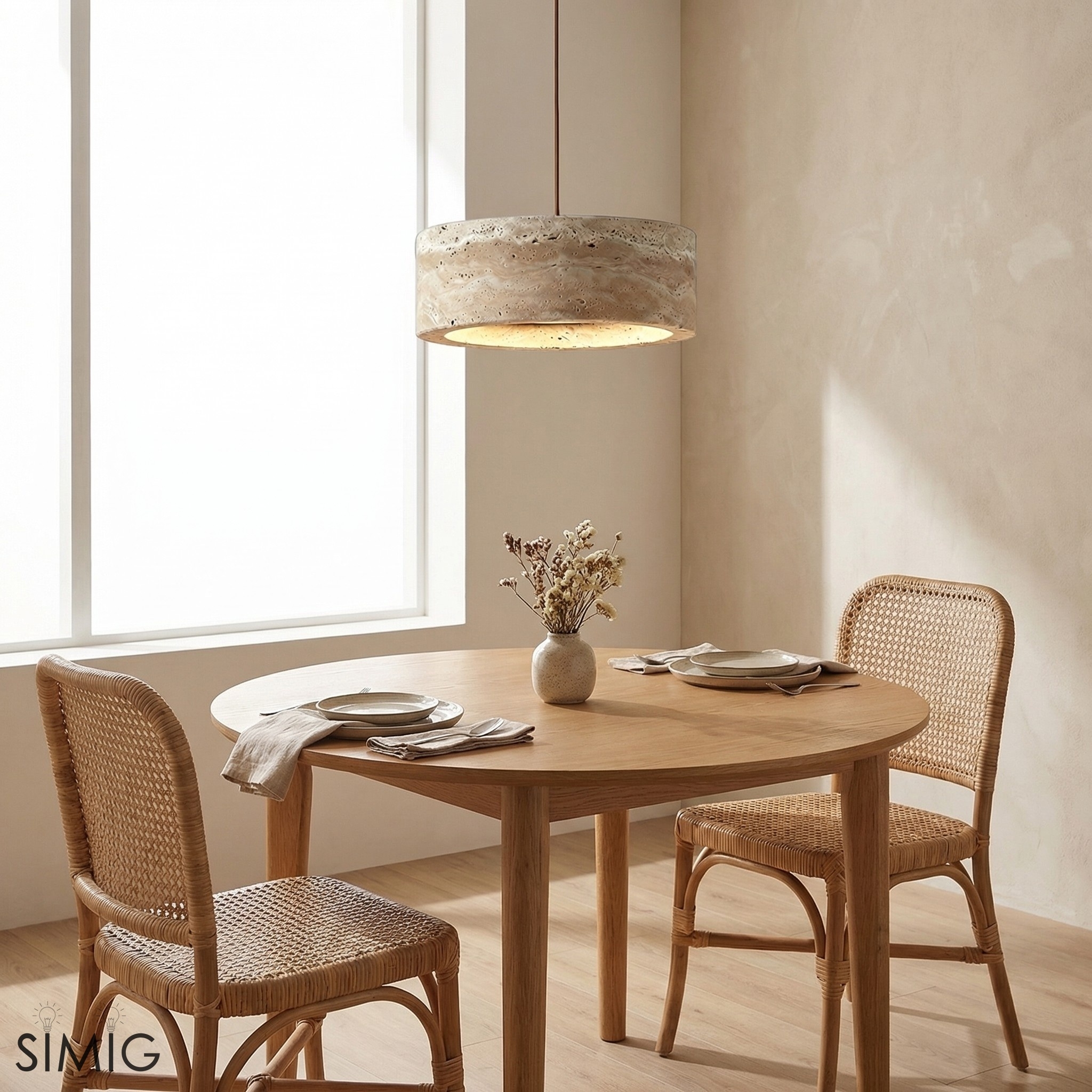 Kairis Neutral Tone Stone Pendant Lamp - Wabi Sabi Style for Kitchen Island T559