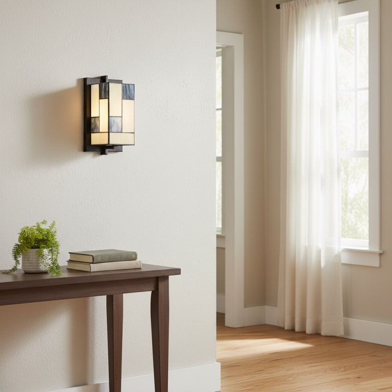 TF Manchester Glass Art Deco Wall Light - Stained‑Glass Sconce for Hallway and Living Room T919