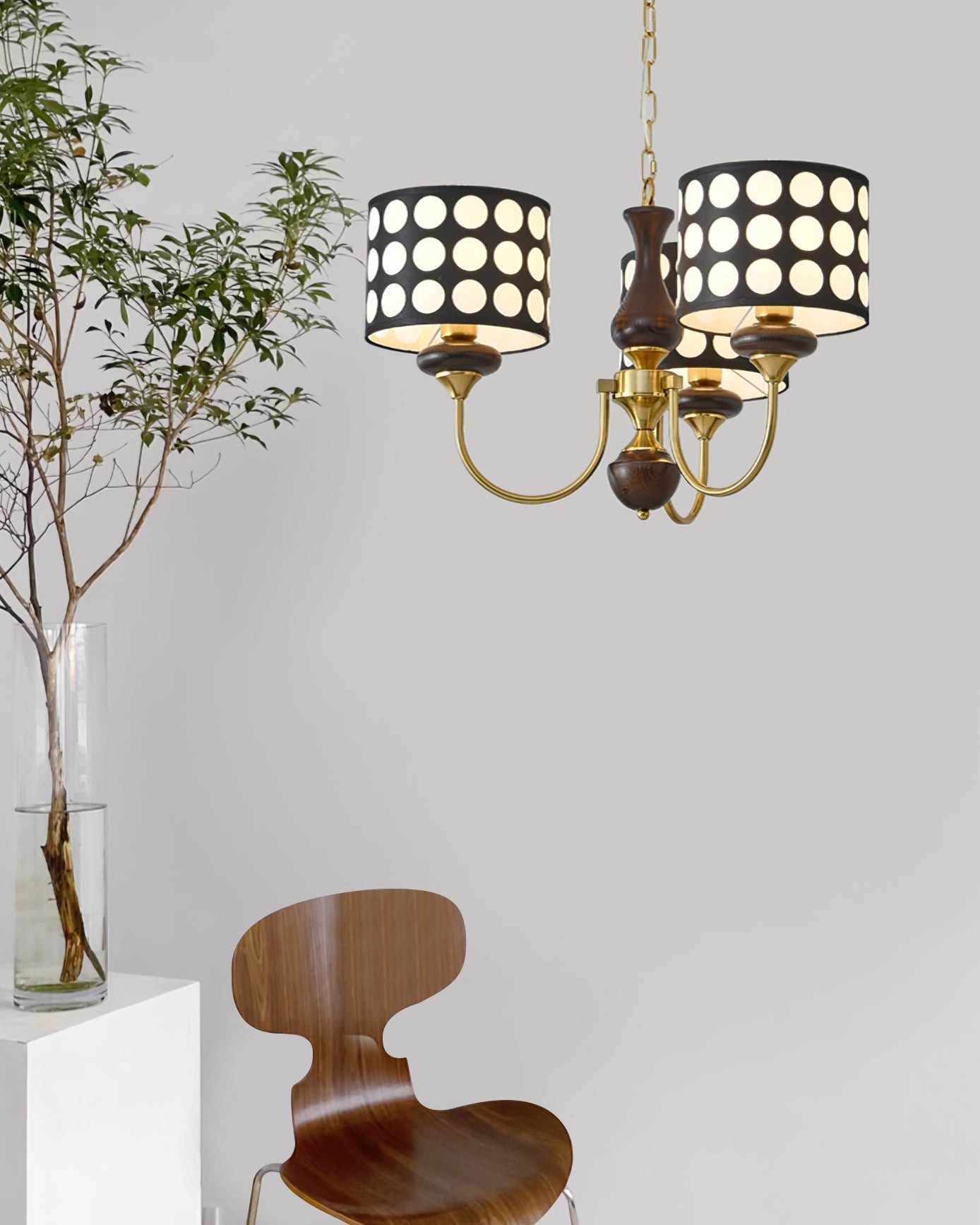 Geometry Black Polka Dots Fabric Chandelier S364