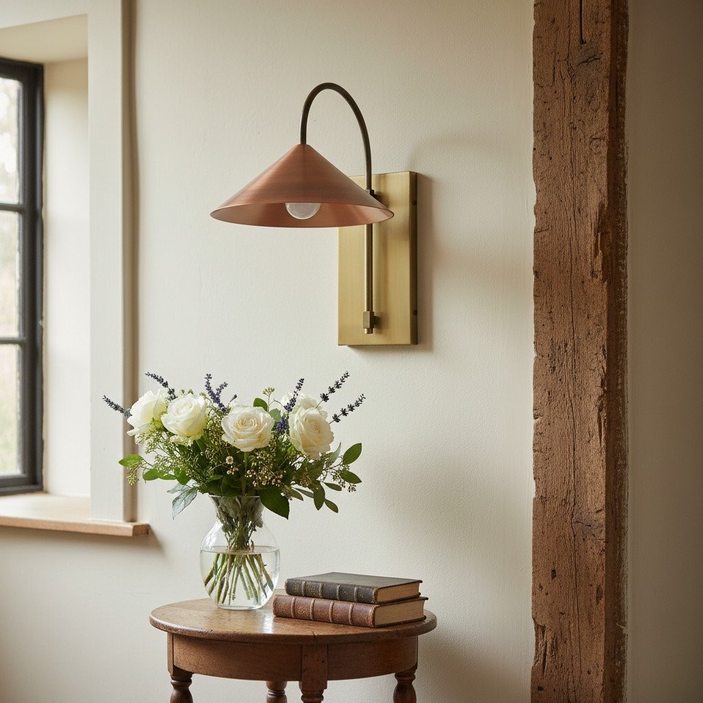 Conique Metal Minimalist Wall Sconce - Sculptural Brass Arch Light for Modern Interiors T400