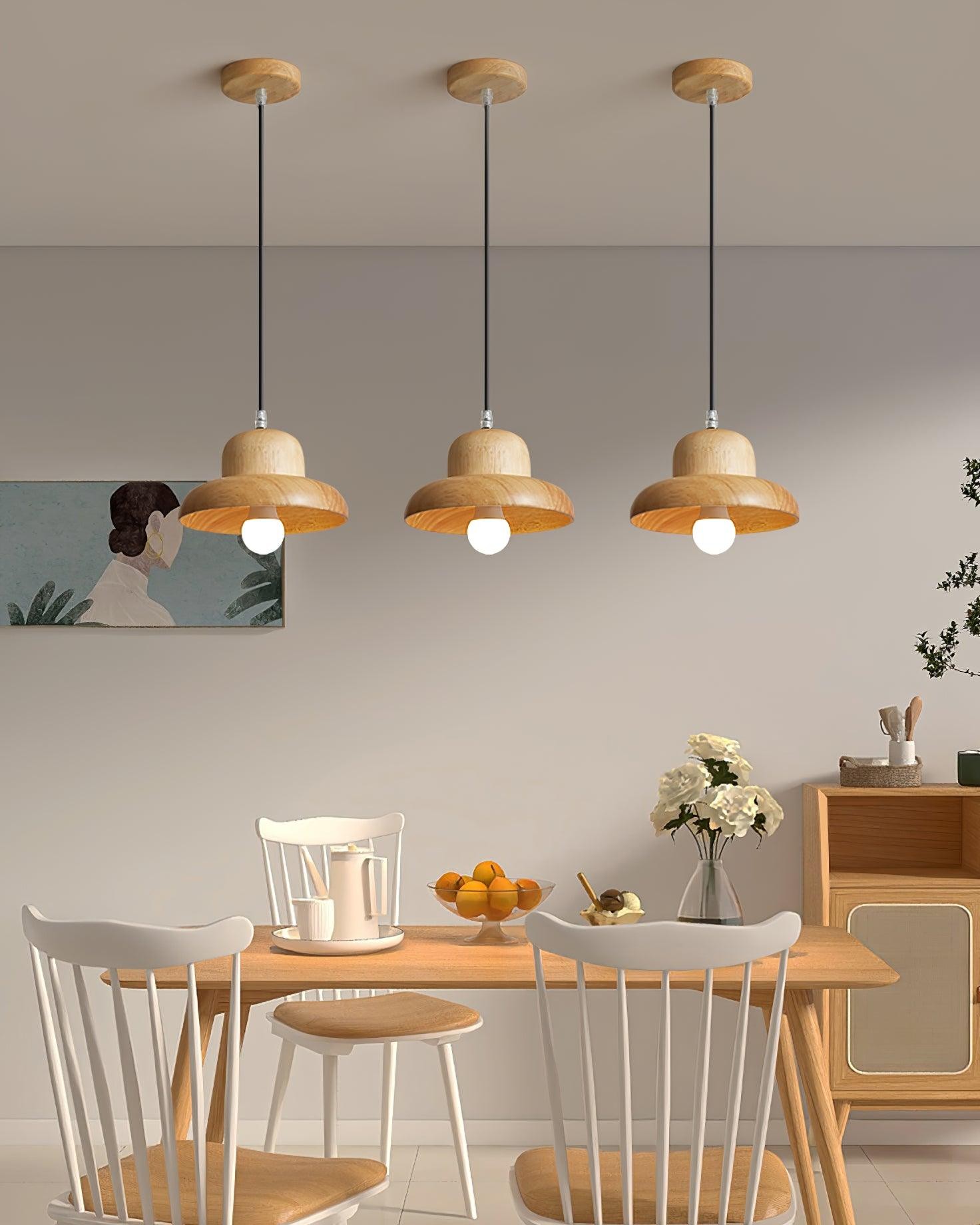 Wood Hat Pendant Lamp M195