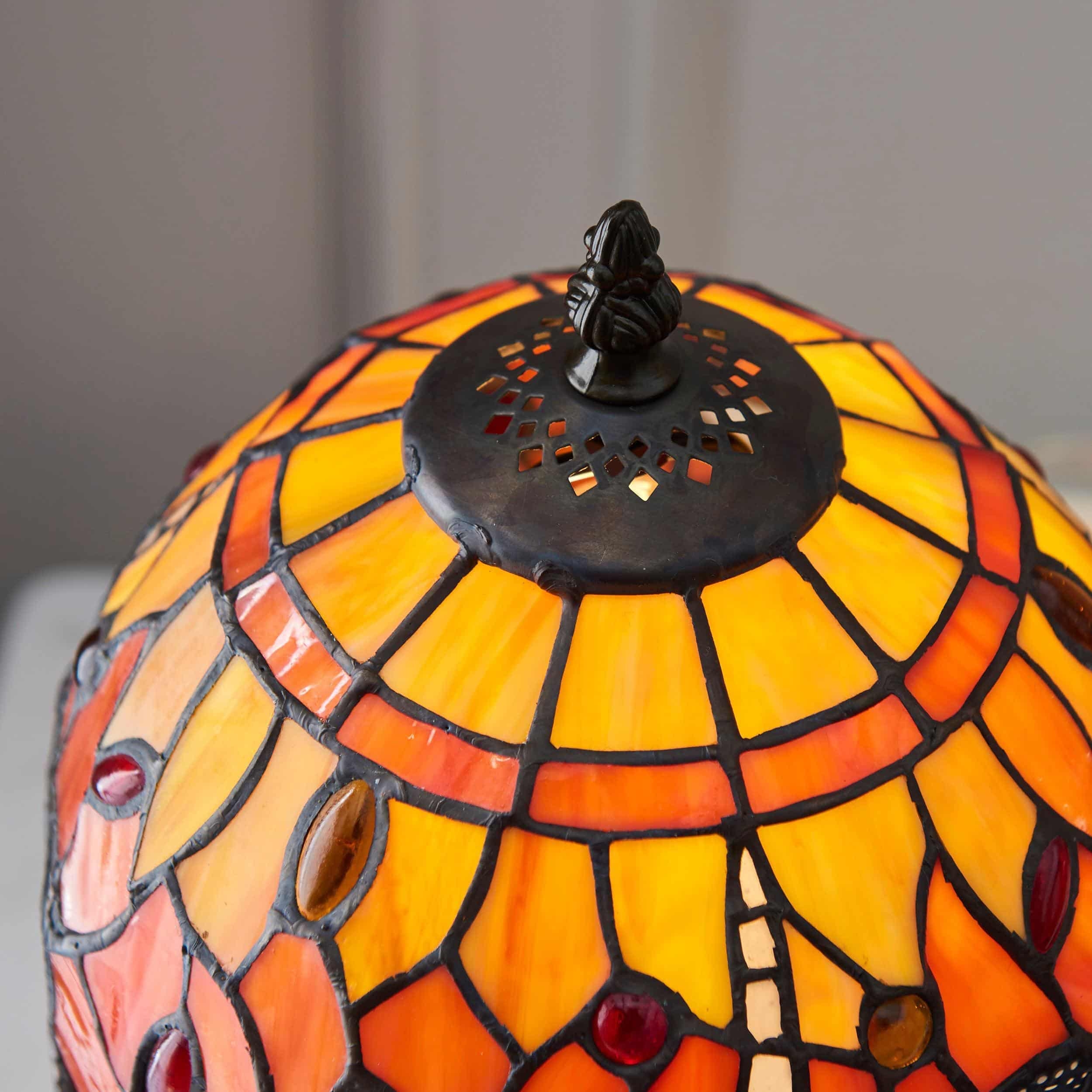 TF Dragonfly Hand-Cut Table Lamp - Vintage Stained Glass for Bedroom or Living Room T964