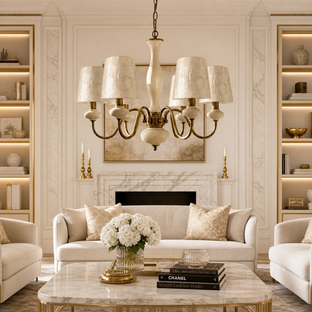Shellure Retro Shell Texture Chandelier - Sculptural Coastal Home Lighting Fixture T2203