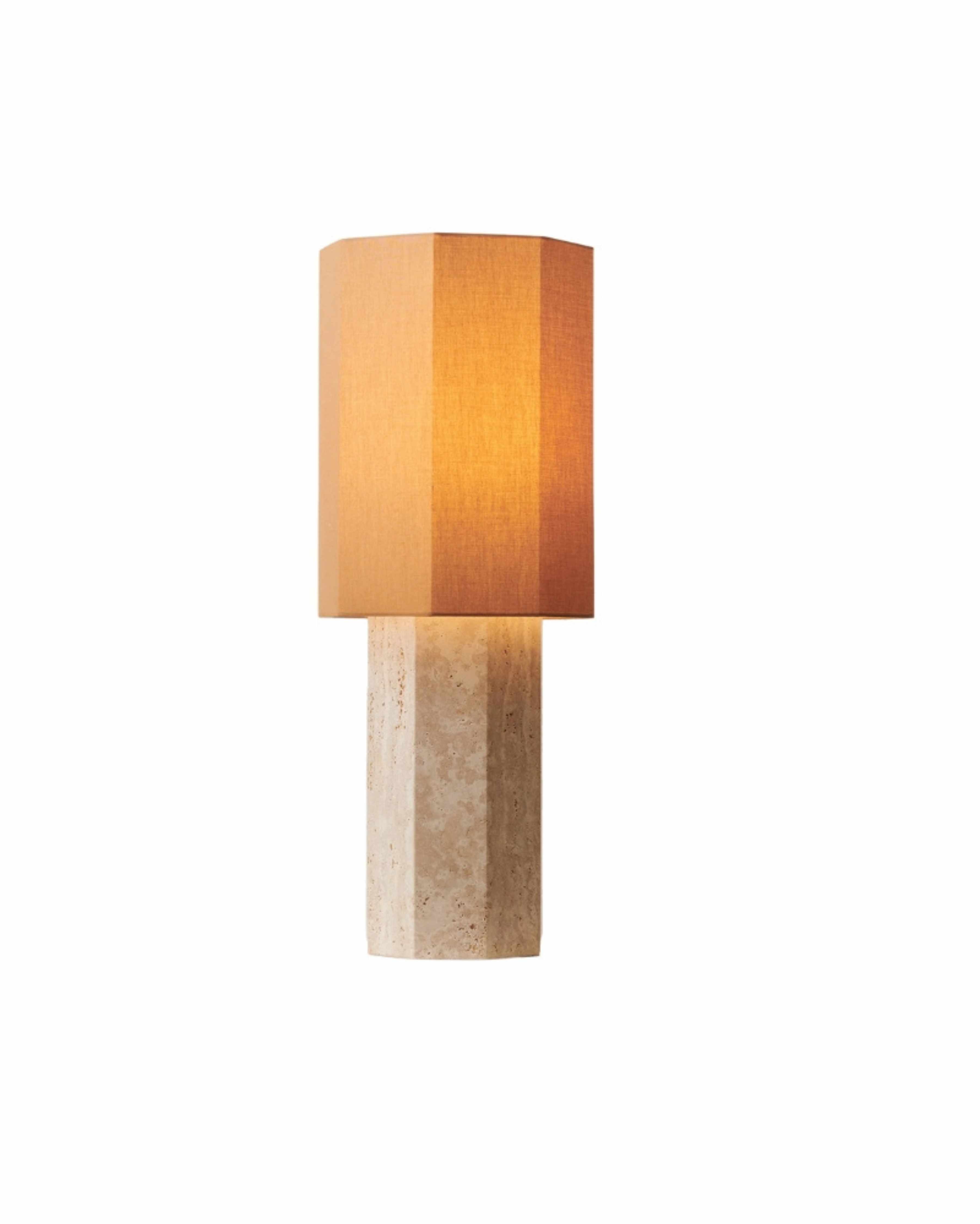 Octagonal Travertine Stone Table Lamp G66