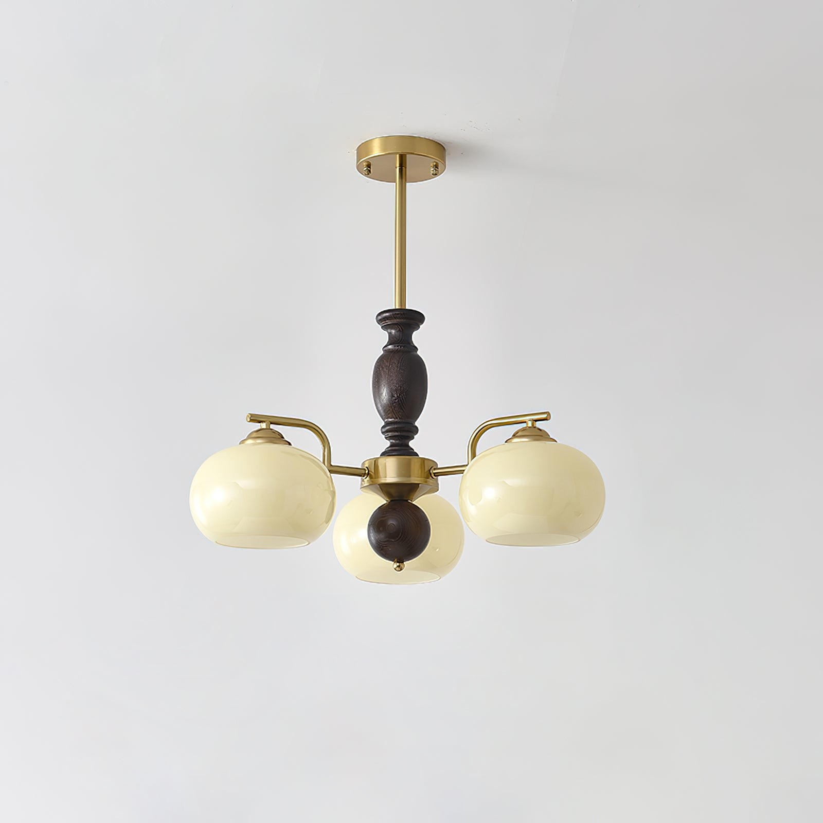 Medieval Style Walnut Beige Orb Chandelier M485