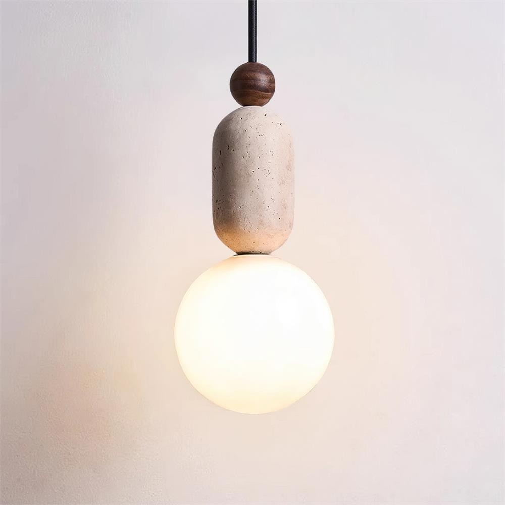 Wabi Sabi Travertine Glass Ball Pendant Light G17