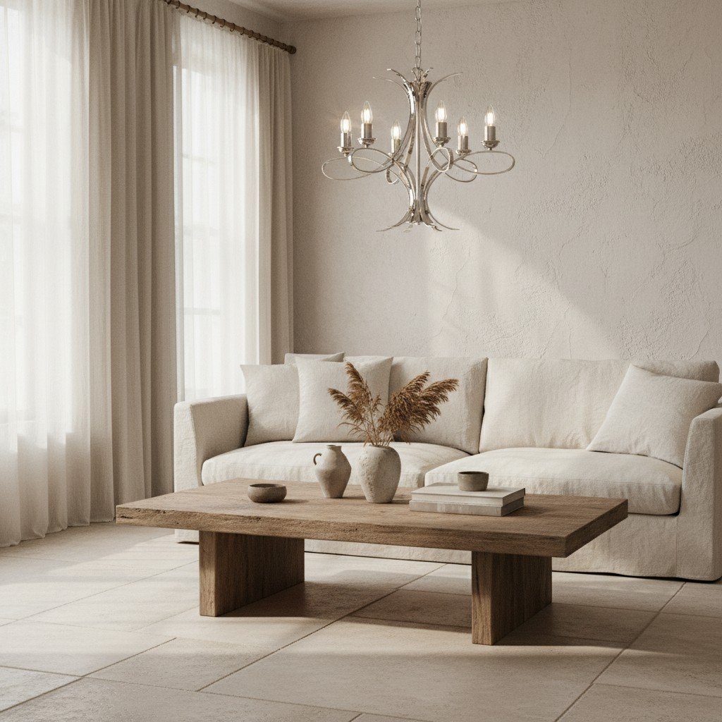 Foline Geometric Light Chandelier - Nickel Finish Ambient Glow for Hallways and Kitchens T1012