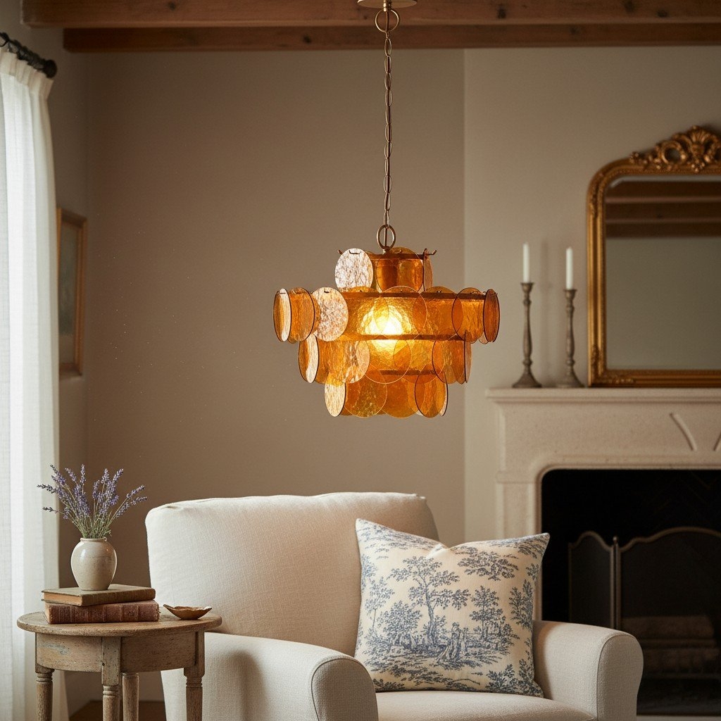 Morien Colorful Disc Pendant Light - Artistic Glass and Metal Pendant Lighting for Dining or Bedroom T495