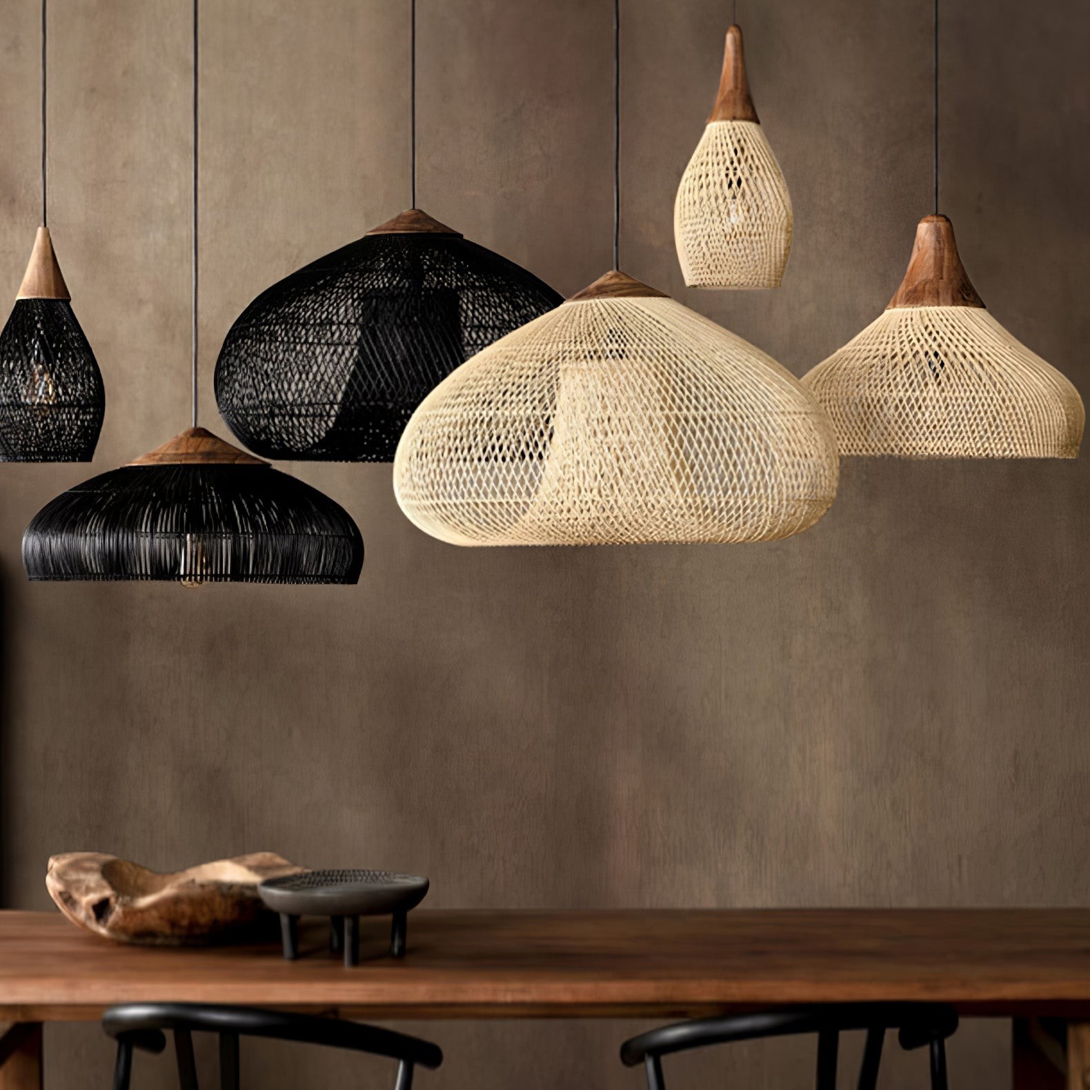 Harp Braided Rattan Pendant Lamp T048