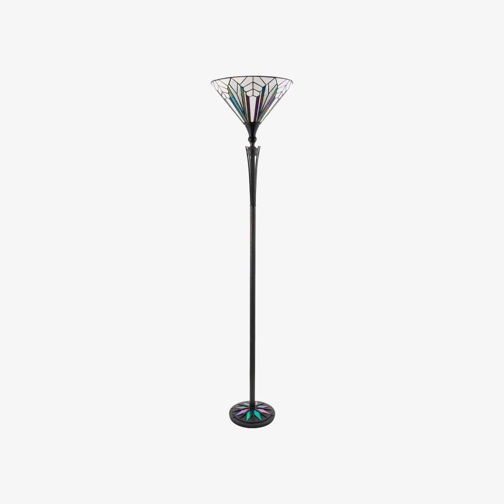 TF Astoria Tiffany Style Uplighter Lamp - Textured Glass Shade for Home and Office Ambience T1051