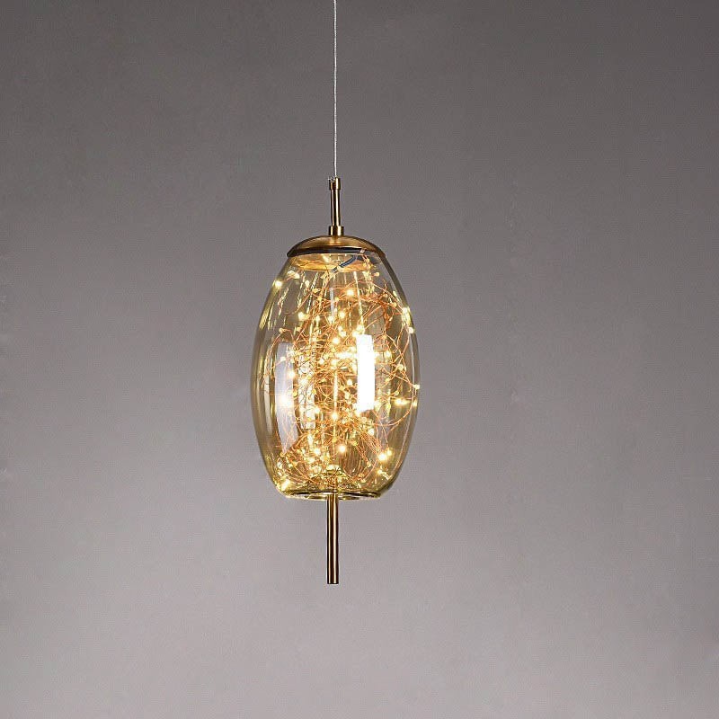 Scandinavian Cylinder Oval Glass Pendant Light M63