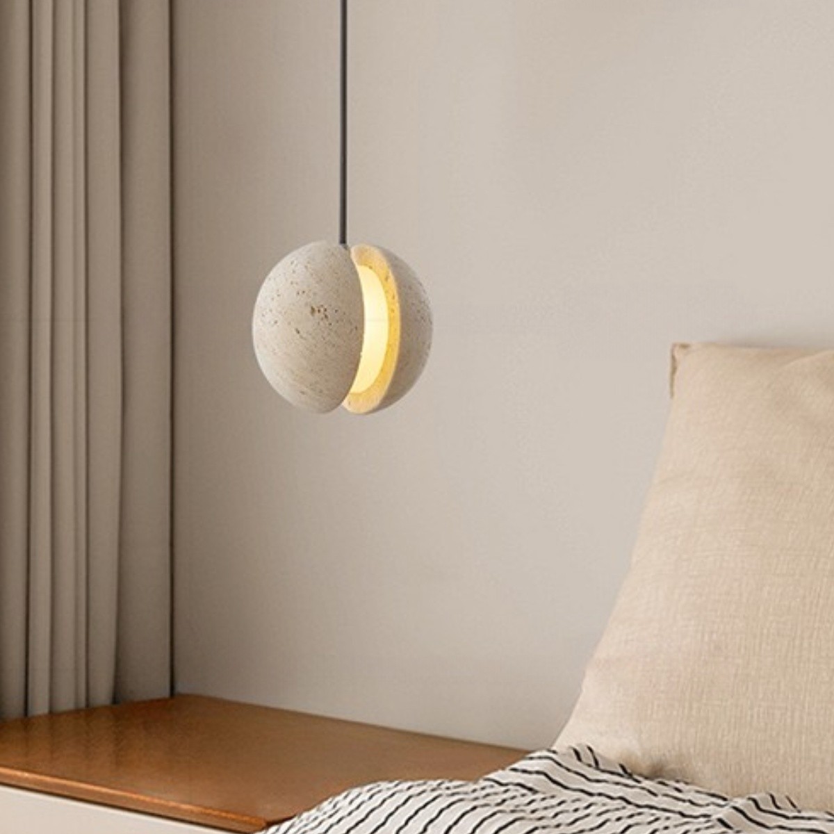 Contemporary Sandwich Shape Travertine Pendant Light S259