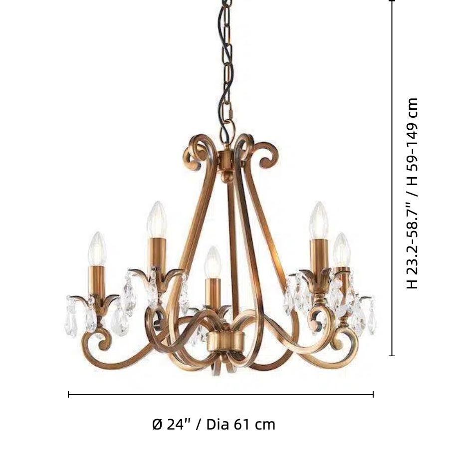 Talonis Crystal Chandelier - Traditional Candle-Style Brass and Nickel for Living Room and Dining Room T962