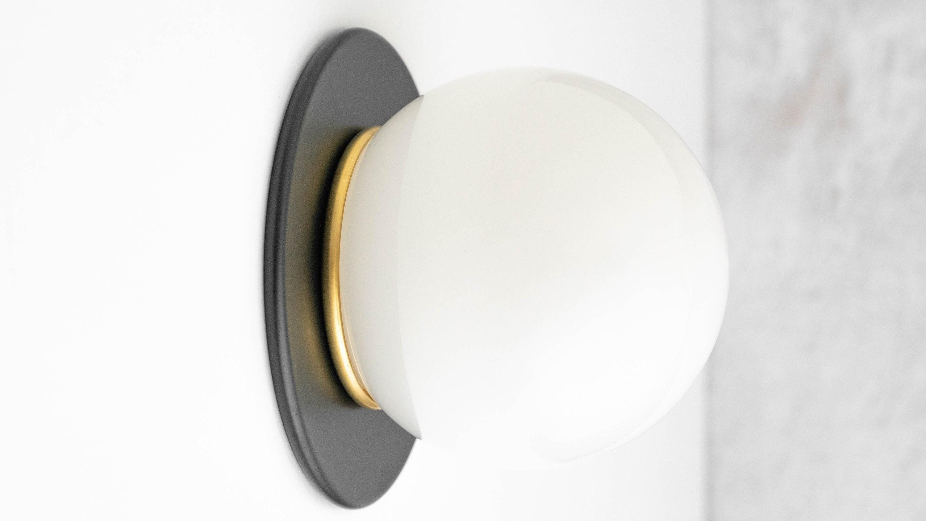 Glorica Glass Solid Brass Vanity Sconce - Compact Flush Mount Globe Light T384