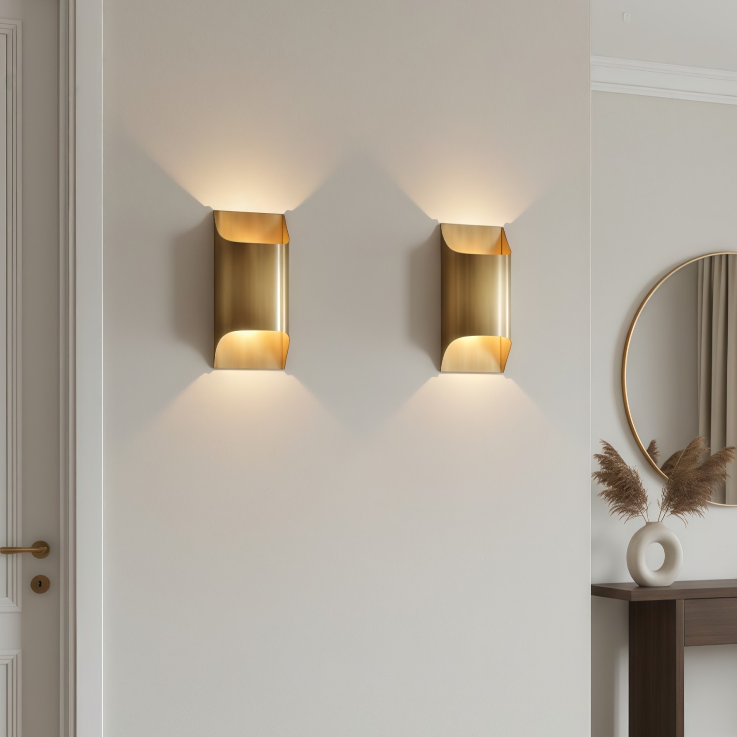 Sconique Stylish Brass Wall Sconce - Minimal Design Architectural Profile Sconce for Foyer T1105