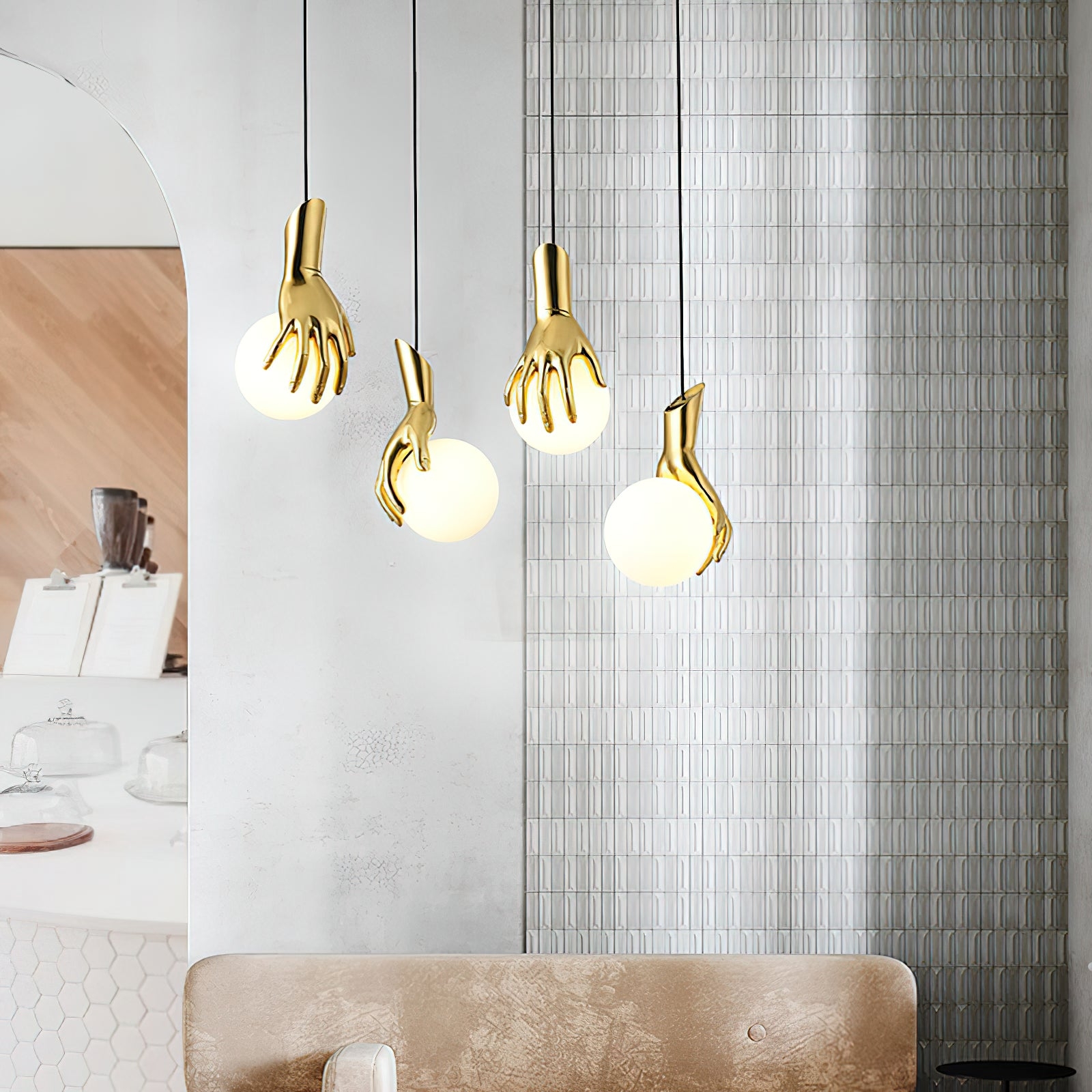 Hand Holding Globe Pendant Light T1675