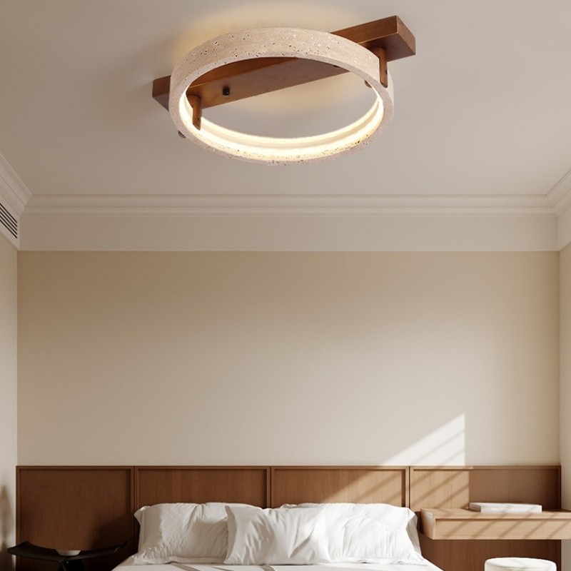 Modern Ring Horizon Travertine Ceiling Lamp for Living Room S300