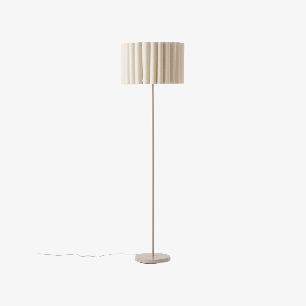 Velura Stand Floor Lamp - Beige Linen Shade and Metal Stand T1070