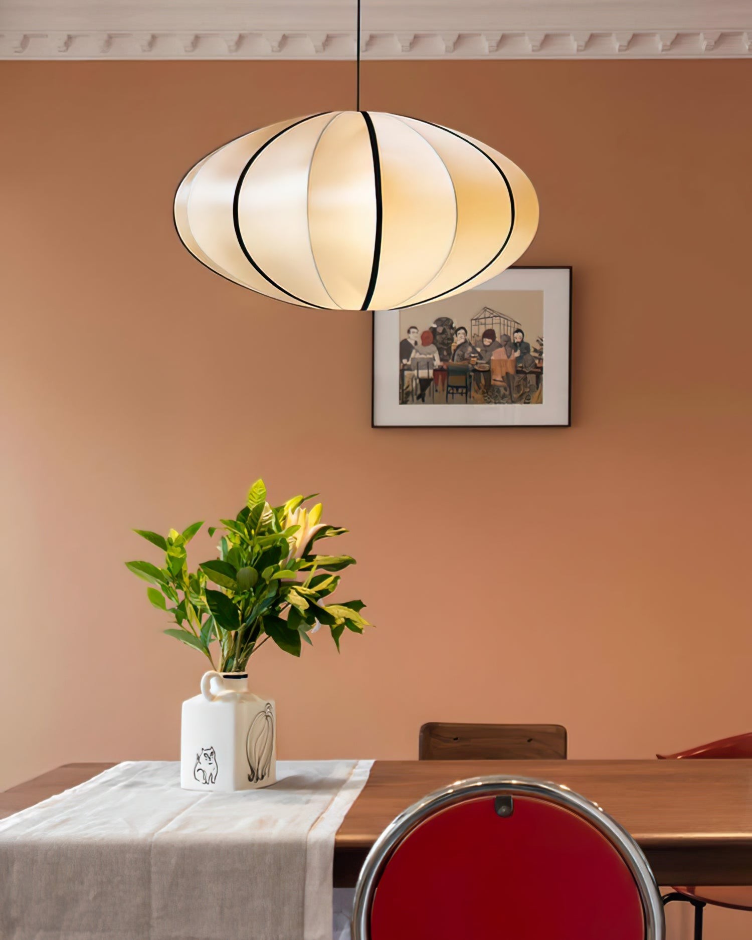 Vintage Silk Lantern Pendant Lamp M473