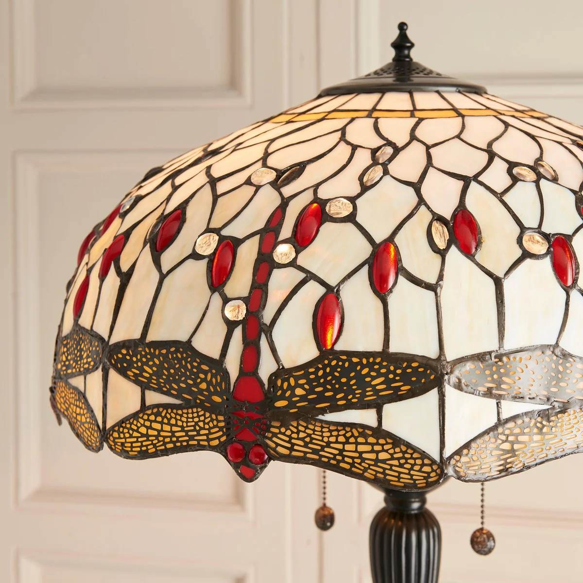 TF Dragonfly Motif Floor Lamp - Vintage Stained-Glass for Living Rooms T935