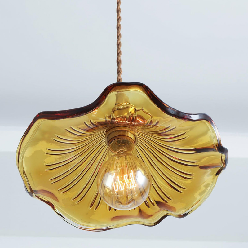 Vintage Glass Hibiscus Flower Pendant Light S129