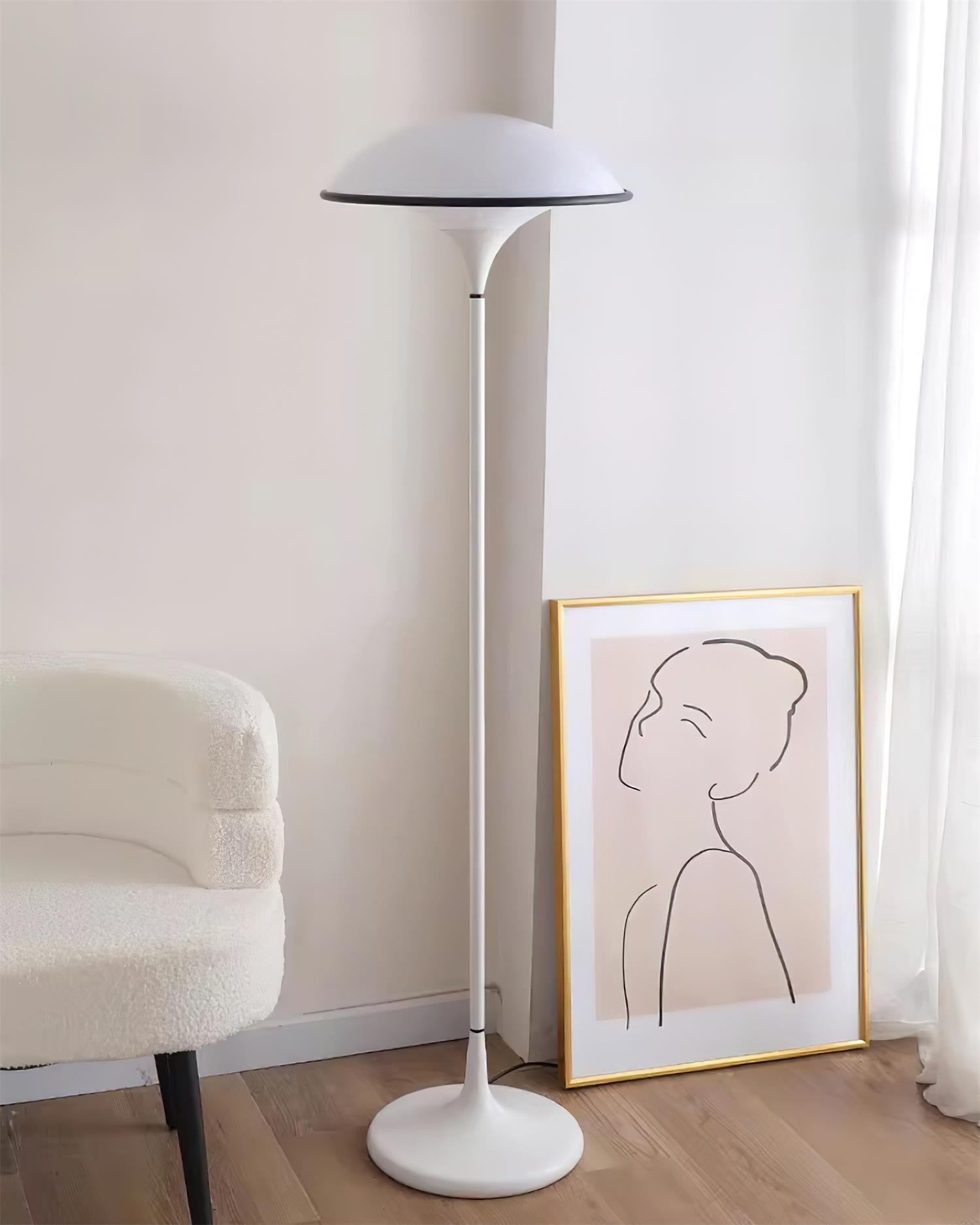 Danish Retro White Flying Saucer Floor Lamp M278