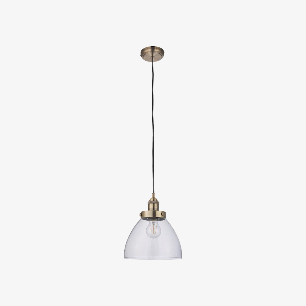 Novera Art Deco Dome Adjustable Height Glass Shade Pendant Light for Living Room T1008