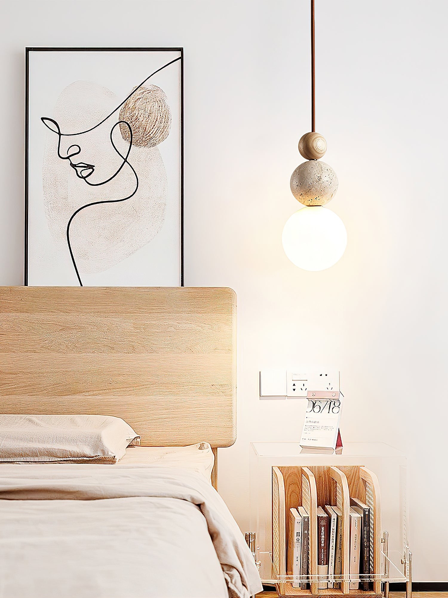 Modern Travertine Stone Globe Pendant Lamp G19