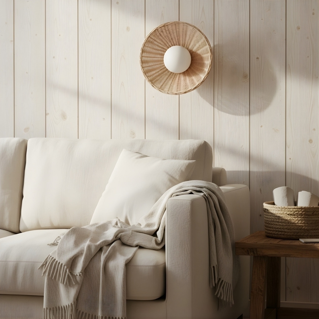 Welanery Rustic Woven Bamboo Light - Glass Wall or Ceiling Lamp for Living Room and Hallway T1212