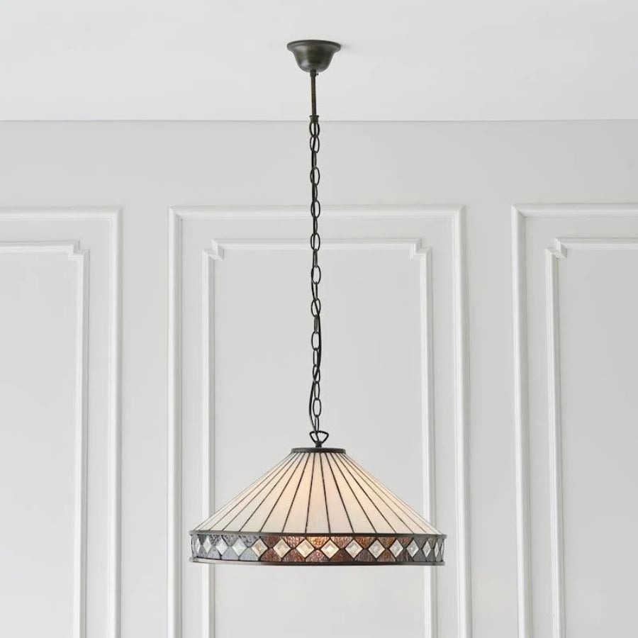 TF Fargo Pendant Light - Tiffany Style Lighting with an Art Deco Shade and Adjustable Chain T970