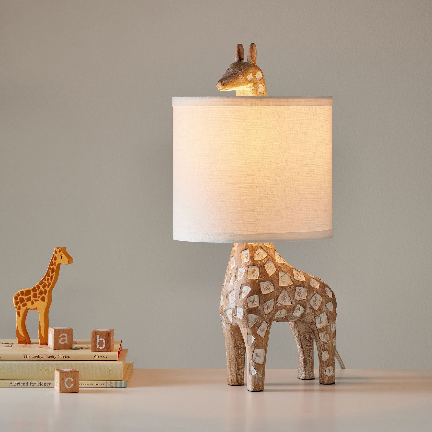 Carved Wood Animal Table Lamp T1745