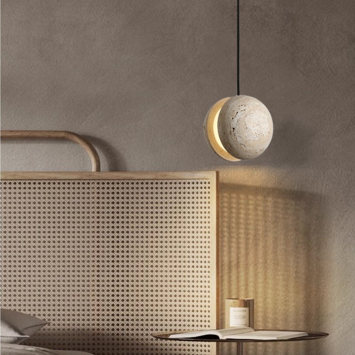 Contemporary Sandwich Shape Travertine Pendant Light S259