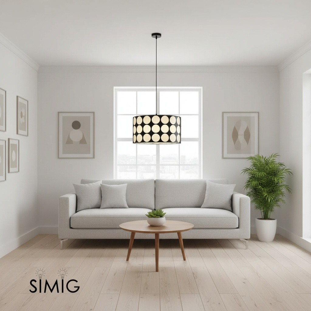 Fabric Drum Polka Dots Pendant Lamp S365