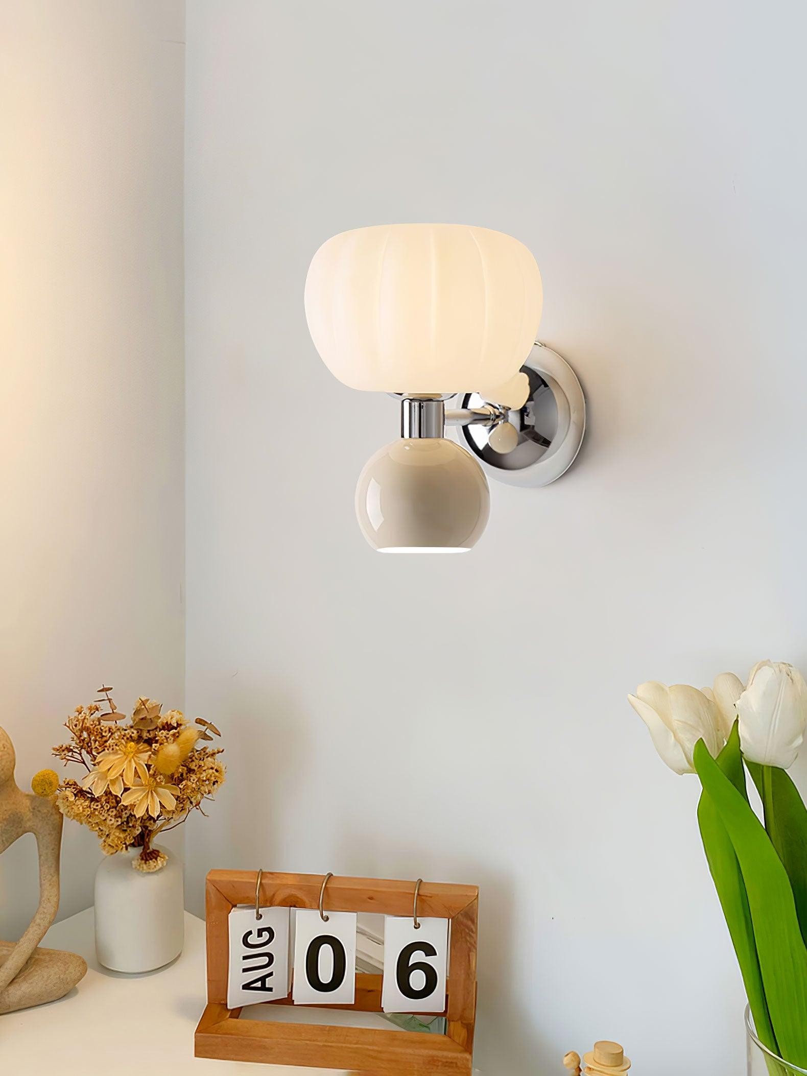 Cream Style Bedroom Bedside Pumpkin Wall Sconce M437