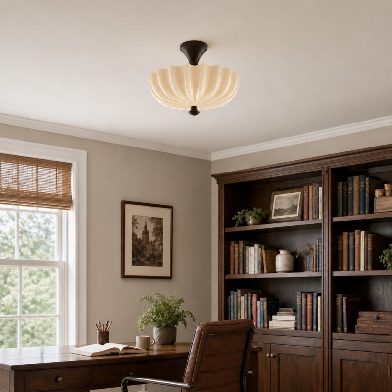 Durnic Cream Style Ceiling Light - French Vintage Flush Mount Ceiling Light for Bedroom T2277
