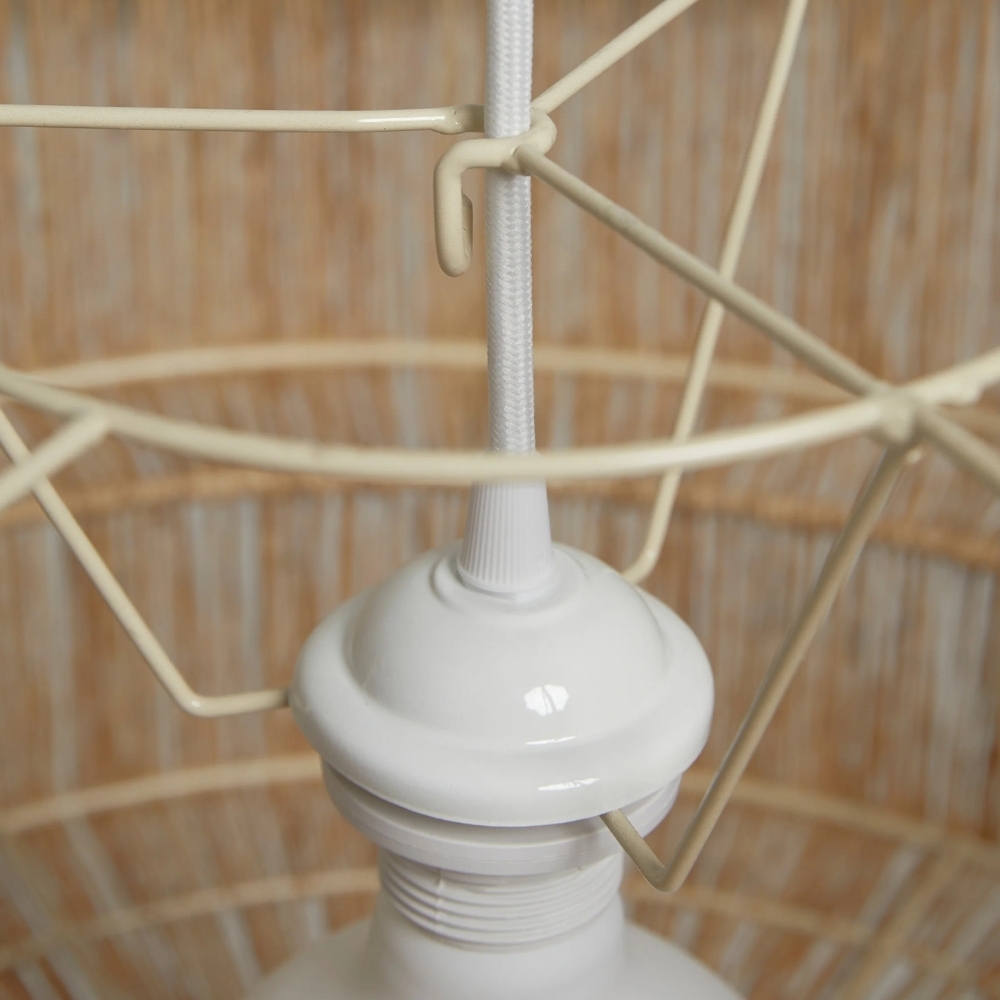 Florevian Woven Jute Hanging Light - Boho Chic Drum Pendant for Living or Dining T691