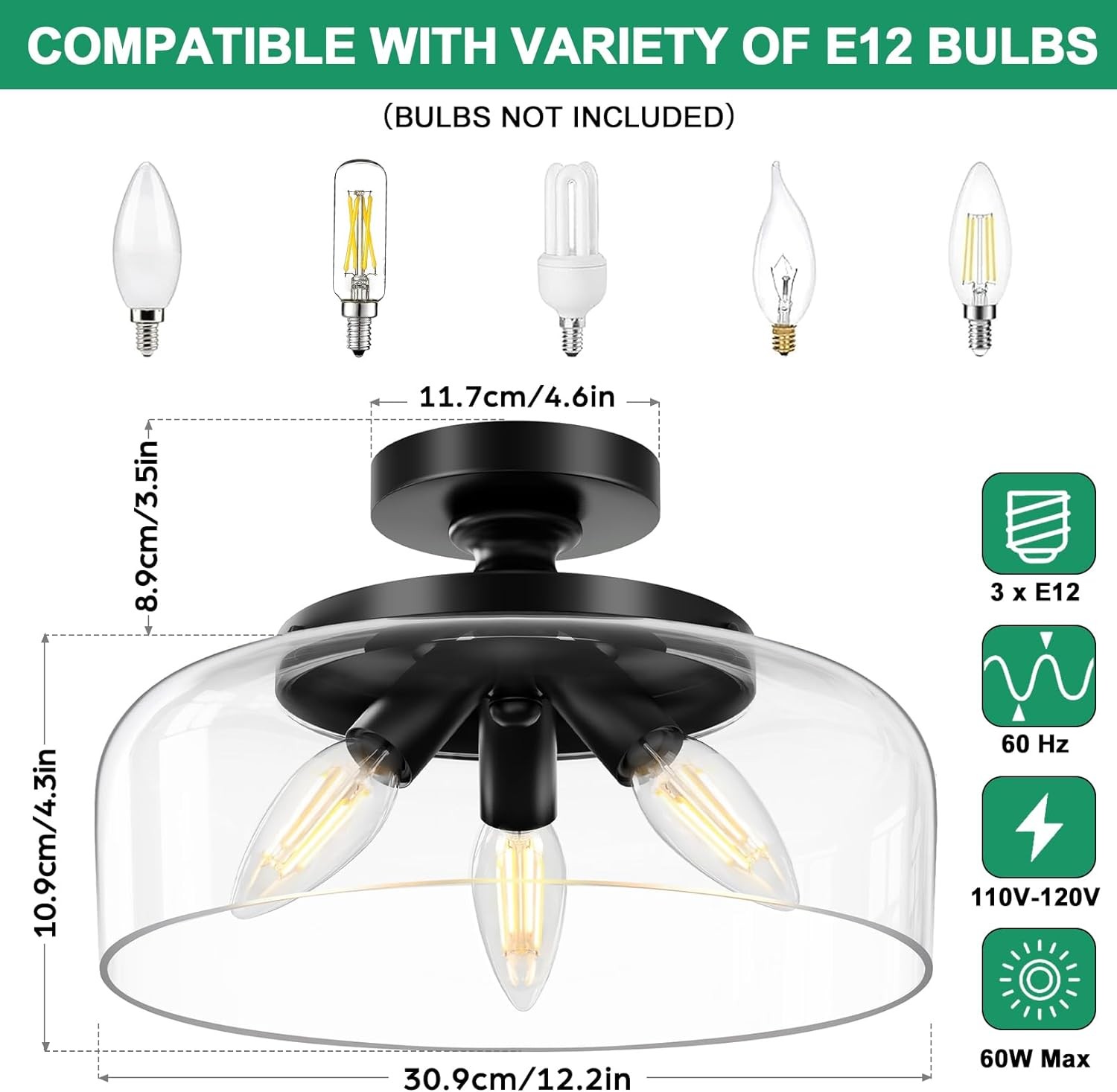 Retro Pattern Glass Semi-recessed Ceiling Lamp S203