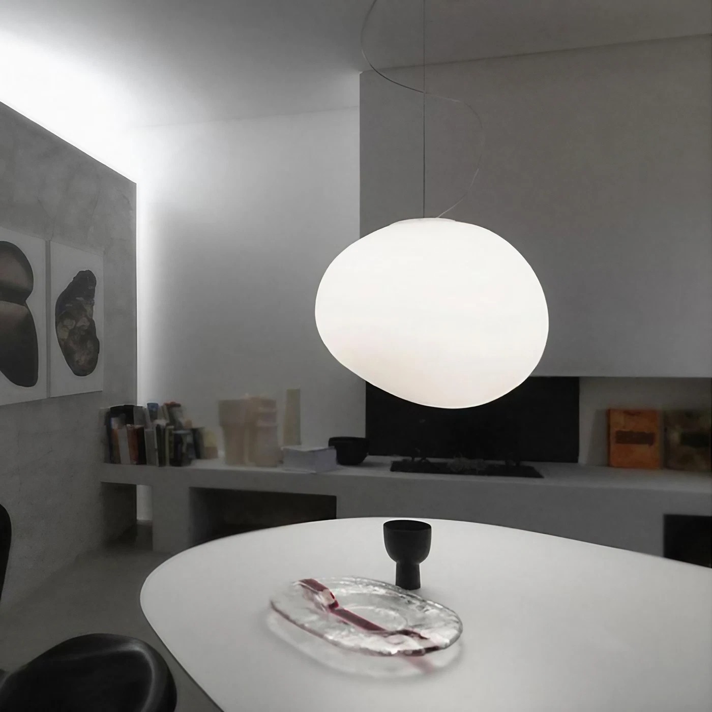 Pebble Orb Deco Milk Glass Pendant Light S161