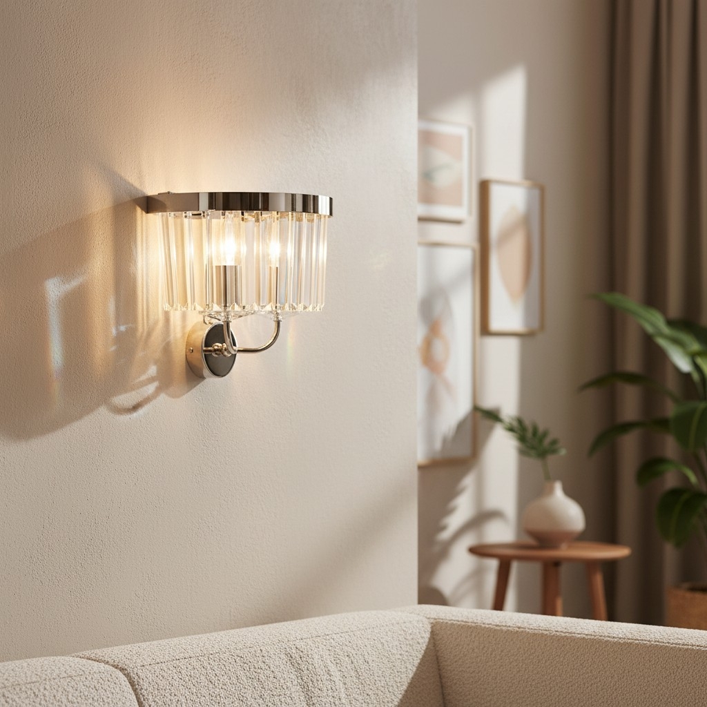 Beveline Faceted Clear Cut Glass Wall Light - Classic Metal Sconce for Hallway and Living Room T886