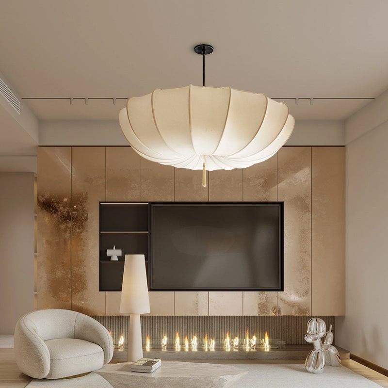 Traditional Round Fabric Chandelier ‑ Japanese Style for Living Room T261